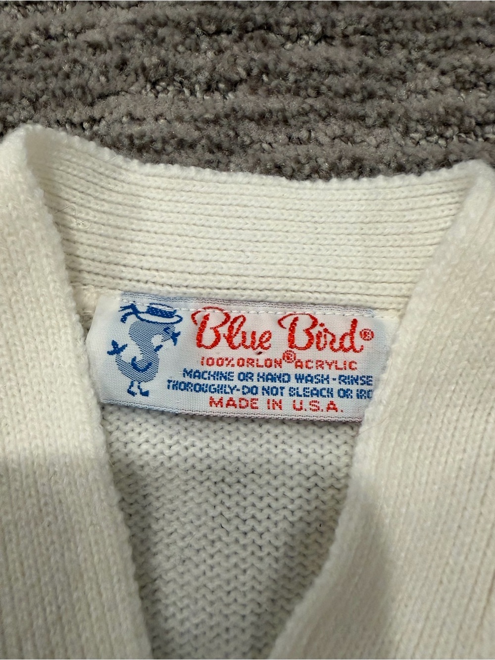 Vintage Blue Bird Baby Toddler Cardigan Sweater Truck Made in USA Orlon Acrylic - Picture 3 of 3
